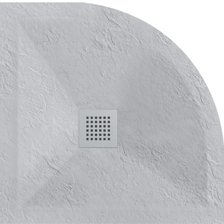 Composite Shower Tray Balneo Stone Tray 80 × 80 × 2.5 cm Light Grey Low-Profile Semi-Circular