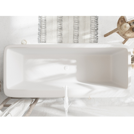 Balneo ROMA freestanding bathtub 170 x 80 cm white acrylic with stainless steel frame and 6 stabilising legs with overflow and white plug