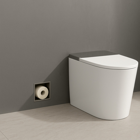 Balneo Wall Box Paper 3 Gun Metal – Recessed Stainless Steel Paper Storage Shelf