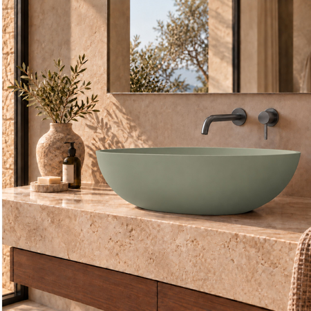 Washbasin SOVELIA Solid Surface Pistachio Cream