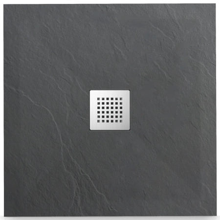 Brodzik z konglomeratu mineralnego Balneo Stone Tray 90 x 90 x 2,5 cm ciemnoszary niski kwadratowy
