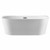 Balneo VIVA 150 x 75 cm wall-mounted freestanding bathtub white acrylic with stainless steel frame and 6 stabilizing legs with overflow and gun metal stopper