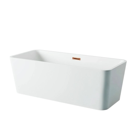 Balneo ROMA freestanding bathtub 170 x 80 cm white acrylic with stainless steel frame and 6 stabilising legs with overflow and copper plug