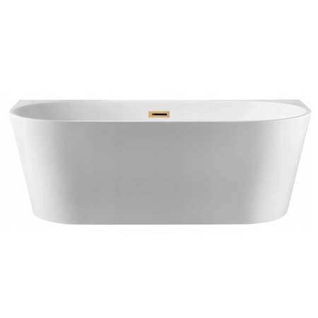 Balneo VIVA wall-mounted freestanding bathtub, white, 170 x 80 cm, acrylic, with stainless steel frame and 6 stabilizing legs, overflow, and gold click-clack drain