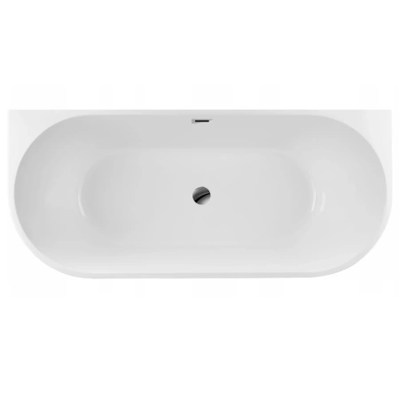 Wanna wolnostojąca przyścienna Balneo VIVA 170 x 80 cm biała akrylowa z ramą ze stali nierdzewnej i 6 nóżkami stabilizującymi z przelewem i korkiem chrom