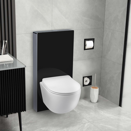 Stelaż natynkowy WC Balneo Fix-Frame Glass Black czarny ze szkła hartowanego