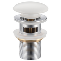 Brass washbasin stopper Balneo Klik Klak A white with overflow with ceramic head