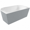 Freestanding bathtub wall-mounted Balneo VIVA NO RIM 170 x 80 cm white grey acrylic with frame made of stainless steel and 6 stabilizing legs with overflow and white plug
