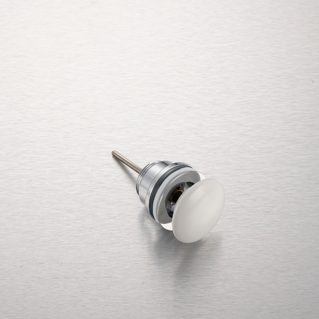 Brass washbasin stopper Balneo Klik Klak D white universal with ceramic head