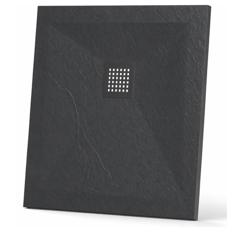 Balneo Stone Tray composite shower tray 80 x 80 x 2.5 cm dark grey low square