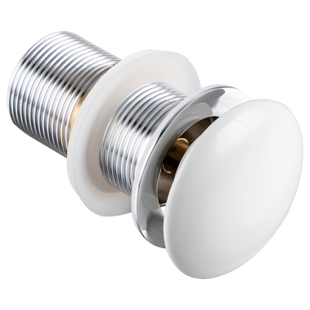 Brass washbasin stopper Balneo Klik Klak A white with overflow with ceramic head