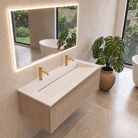 Umywalka ALVERIA Solid Surface Coco White/Biała z odpływem liniowym 120 cm