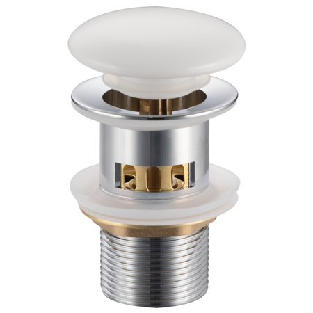 Brass washbasin stopper Balneo Klik Klak F white with basket and overflow