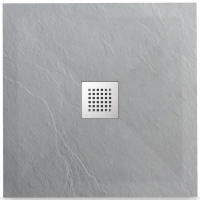 Brodzik z konglomeratu mineralnego Balneo Stone Tray 90 x 90 x 2,5 cm jasnoszary niski kwadratowy