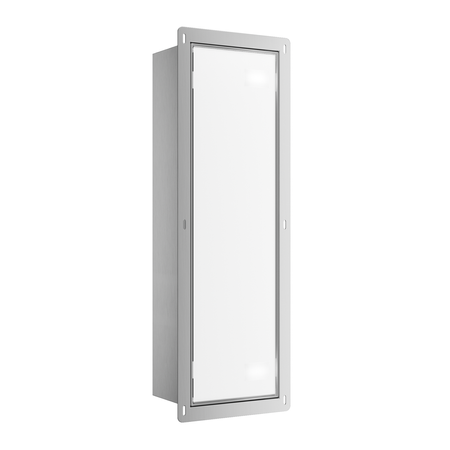 Storage compartment on brush TOILET Balneo Wall Box Brush L White Glass right for built-in in wall made of stainless steel