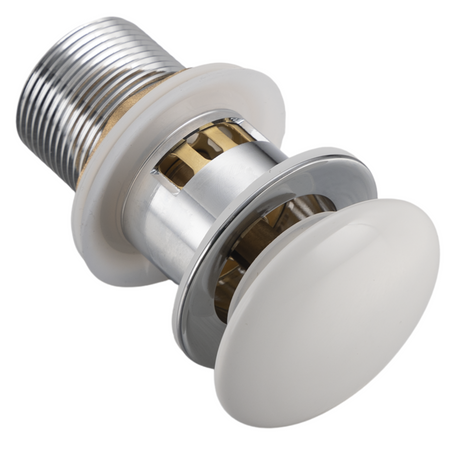 Brass washbasin stopper Balneo Klik Klak F white with basket and overflow