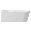 Balneo AVOLA 150 × 75 cm Right-Hand Corner Freestanding Bathtub, White Acrylic with Stainless Steel Frame and 6 Stabilizing Feet, with Overflow and Mirror-Gold Plug