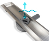 Linear drain floor Balneo 360 Drain 70 cm double-sided with panel made of stainless steel brushed with rotating trap