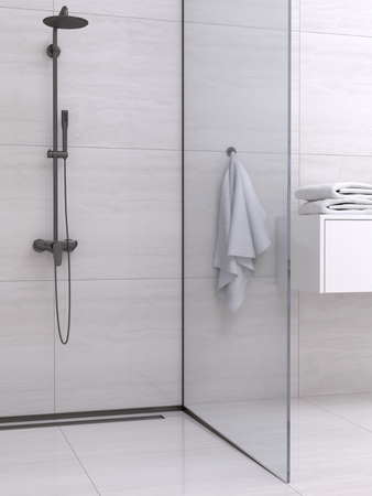 Listwa spadkowa Balneo czarna podłogowa czołowa 130 cm