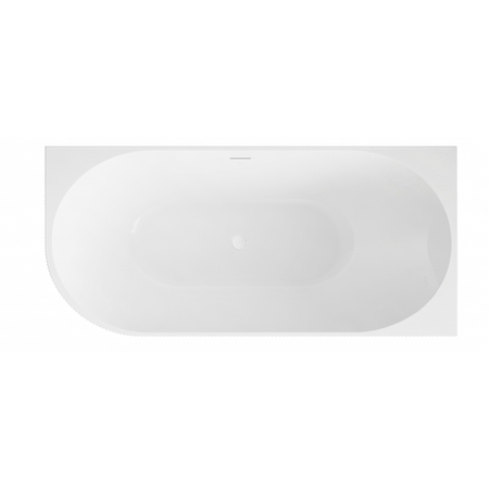 Wanna wolnostojąca narożna prawa Balneo AVOLA ryflowana NO RIM 170 x 80 cm biało szara akrylowa z ramą ze stali nierdzewnej i 6 nóżkami stabilizującymi z przelewem i białym korkiem