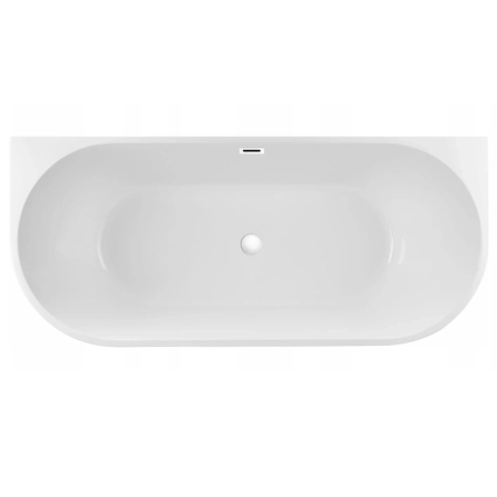 Wanna wolnostojąca przyścienna Balneo VIVA biała 150 x 75 cm akrylowa z ramą ze stali nierdzewnej i 6 nóżkami stabilizującymi z przelewem i korkiem białym