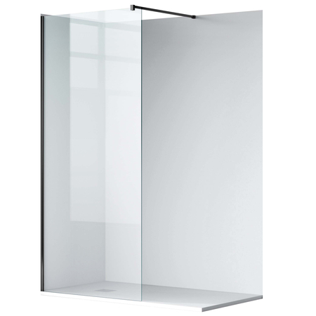 Shower screen Balneo Beira 90 x 200 cm black glass transparent 8 mm