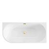 Balneo Avola right corner freestanding bathtub 170 x 80 cm white acrylic with stainless steel frame and 6 stabilizing legs with overflow and mirror gold drain