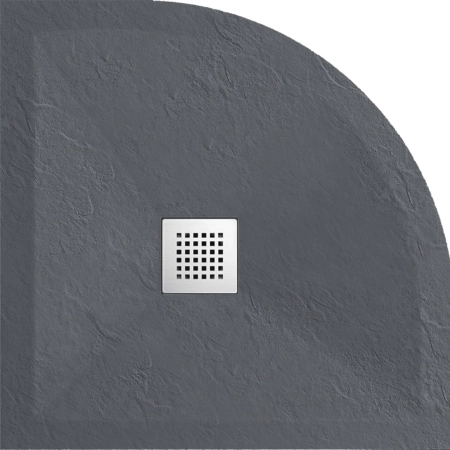 Composite Shower Tray Balneo Stone Tray 90 × 90 × 2.5 cm, Dark Gray, Low-Profile, Semi-Circular