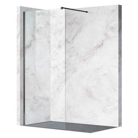 Shower screen Balneo Beira 80 x 200 cm black glass transparent 8 mm