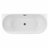 Balneo VIVA 150 x 75 cm wall-mounted freestanding bathtub white acrylic with stainless steel frame and 6 stabilizing legs with overflow and gun metal stopper