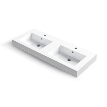 Umywalka nablatowa Balneo Maxi 120 x 46 biała z konglomeratu