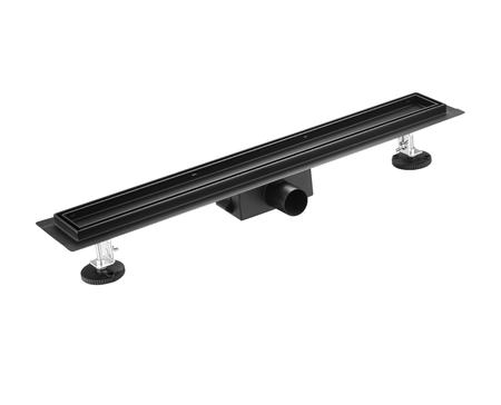 Odpływ liniowy podłogowy Balneo Duplex Next Black 90 cm czarny dwustronny ze stali nierdzewnej szczotkowanej z niskim syfonem i głębokim osadnikiem