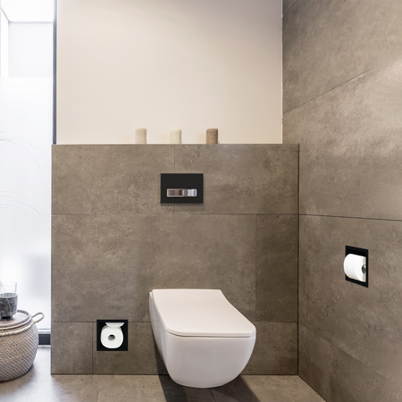 Półka schowek na papier Wall Box Paper 3 czarna wbudowany w ścianę ze stali nierdzewnej