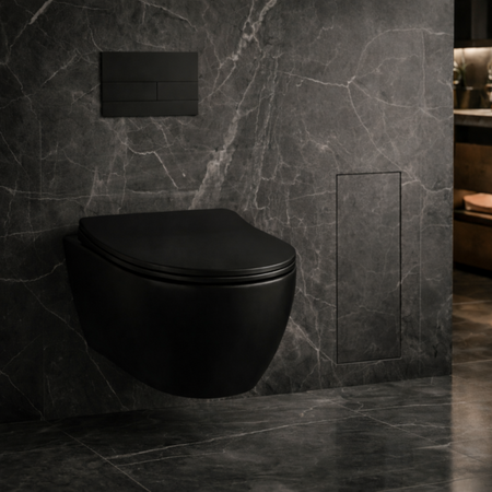 Schowek na szczotkę WC Balneo Wall Box Brush S Tiles prawy do wbudowania w ścianę ze stali nierdzewnej