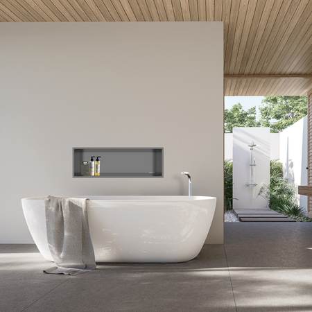 Balneo Wall Box One Gun Metal 60x20x10 cm stainless steel recessed shelf with flange