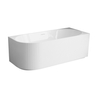 Freestanding bathtub corner right Balneo AVOLA fluted NO RIM 160 x 75 cm white acrylic with frame made of stainless steel and 6 stabilizing legs with overflow and white plug