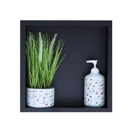 Niche shelf Balneo Wall Box One Black 30 x 30 x 10 cm black made of stainless steel with flange