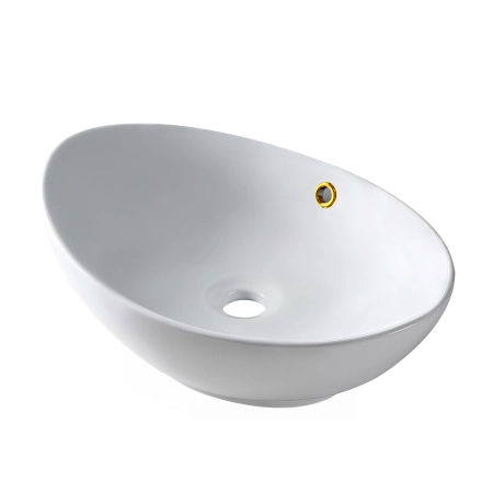 Balneo Zerra 59 × 39 cm White Ceramic Countertop Basin with Gold-Colored Overflow