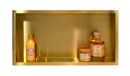 Półka wnękowa Balneo Wall Box One Gold 60 x 30 x 10 cm złota ze stali nierdzewnej z kołnierzem