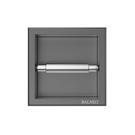 Balneo Wall Box Paper Holder 1 Gun Metal built into a stainless steel wall