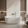Freestanding bathtub wall-mounted Balneo VIVA fluted NO RIM 160 x 75 cm white acrylic with frame made of stainless steel and 6 stabilizing legs with overflow and white plug