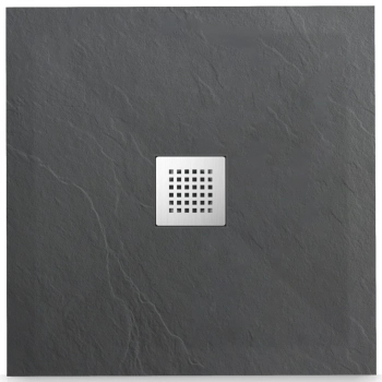 Brodzik z konglomeratu mineralnego Balneo Stone Tray 90 x 90 x 2,5 cm ciemnoszary niski kwadratowy