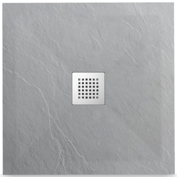 Brodzik z konglomeratu mineralnego Balneo Stone Tray 90 x 90 x 2,5 cm jasnoszary niski kwadratowy