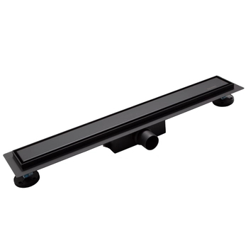Odpływ liniowy podłogowy Balneo Duplex Next Black 70 cm czarny dwustronny ze stali nierdzewnej szczotkowanej z niskim syfonem i głębokim osadnikiem