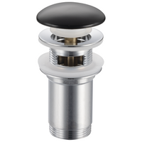 Korek umywalkowy mosiężny Balneo Klik Klak C czarny z przelewem z ceramiczną główką