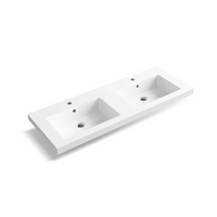 Umywalka nablatowa Balneo Mila 120 x 45,8 cm biała z konglomeratu