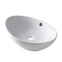 Umywalka nablatowa Balneo Zerra 59 x 39 cm biała ceramiczna z przelewem w kolorze czarnym