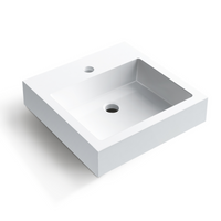 Umywalka nablatowa Balneo Vera 40 x 40 cm biała z konglomeratu