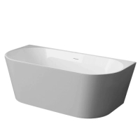 Wanna wolnostojąca przyścienna Balneo VIVA NO RIM 150 x 75 cm biało szara akrylowa z ramą ze stali nierdzewnej i 6 nóżkami stabilizującymi z przelewem i białym korkiem