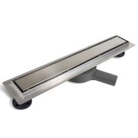 Odpływ liniowy podłogowy Balneo 360 Drain 50 cm dwustronny z panelem ze stali nierdzewnej szczotkowanej z obrotowym syfonem